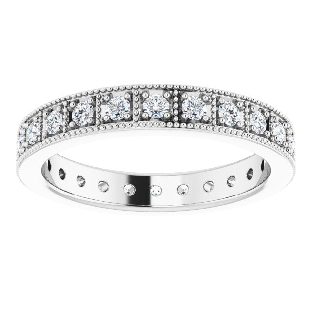 0.50 ct. Round Diamond Milgrain Accent Eternity Band-VIRABYANI